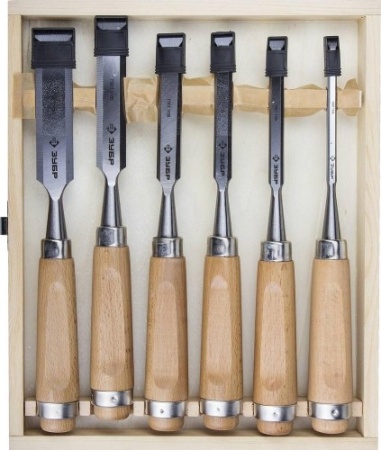 Набор Стамески-долото  Классик с деревянной ручкой, хромованадиевые, 6 10 12 16 20 25мм, 6шт, ЗУБР