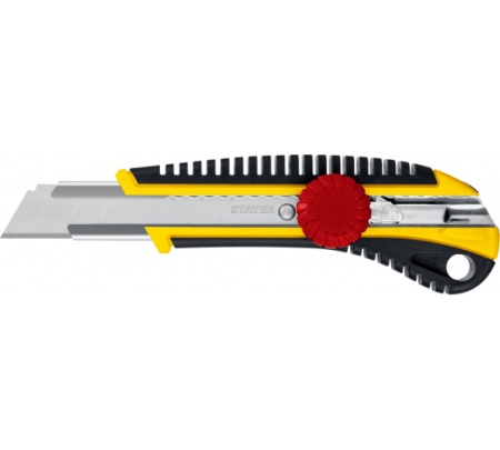 Нож STAYER с винтовым фиксатором KS-18 сегмент. лезвия 18мм 09161